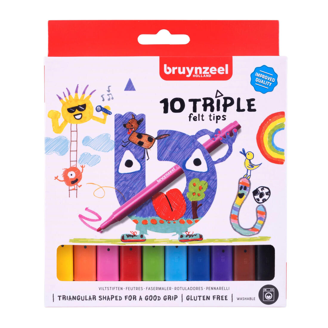 Bruynzeel viltstiften triple 3-kant 10 stuks Bruynzeel viltstiften triple 3-kant 10 stuks