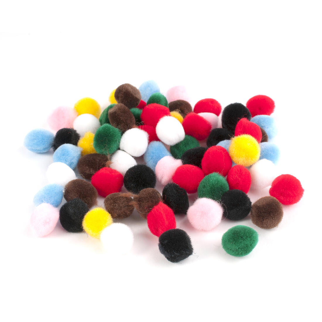 Pompon 10 mm 65 stuks assortiment kleuren
