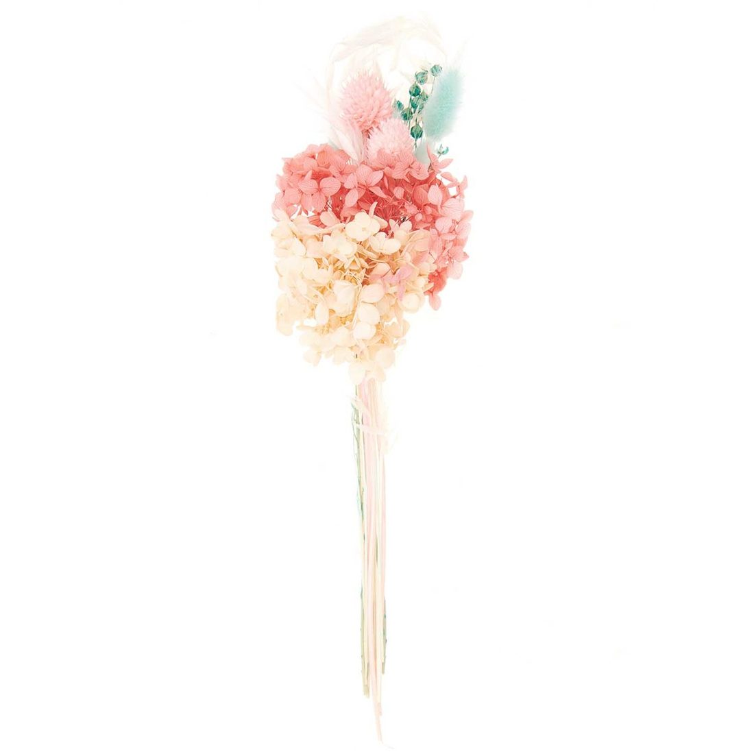 Droogbloemen mix 30 cm pastel turkoois