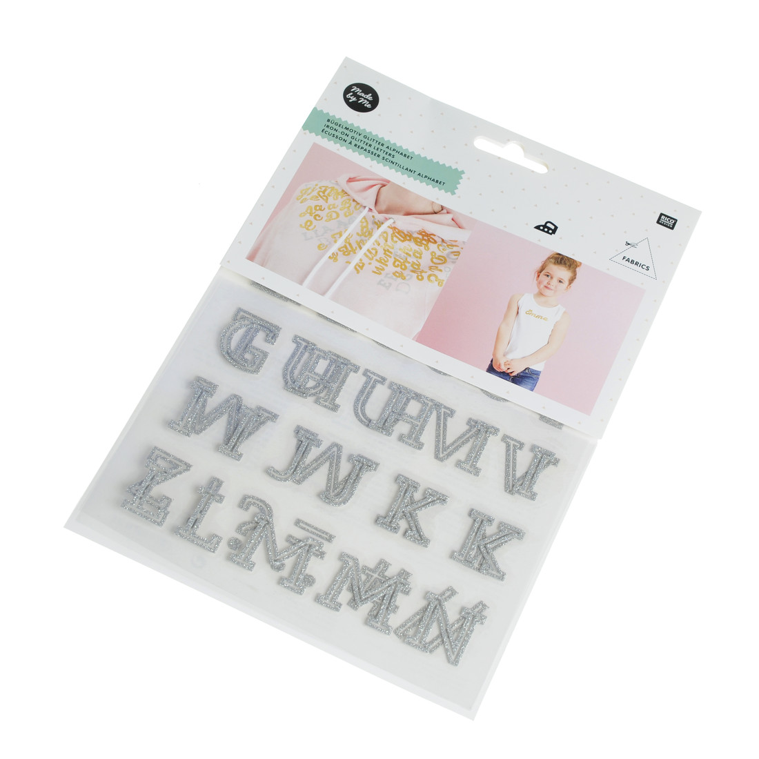 Strijkletters alfabet 67 stuks glitter zilver Strijkletters alfabet 67 stuks glitter zilver