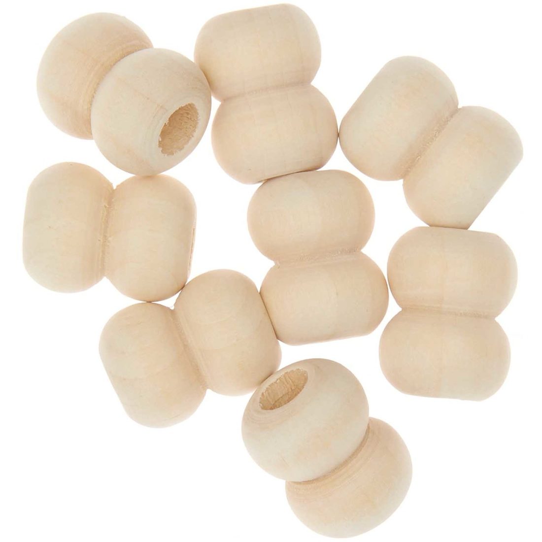 Macramé kralen hout dubbel 22 mm 8 stuks natuur