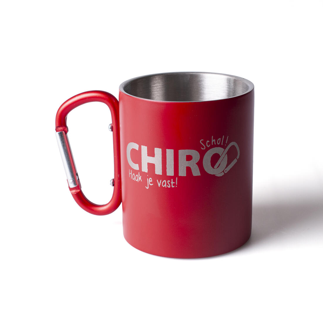 Thermische mok met karabijnhaak 30 cl Chiro rood