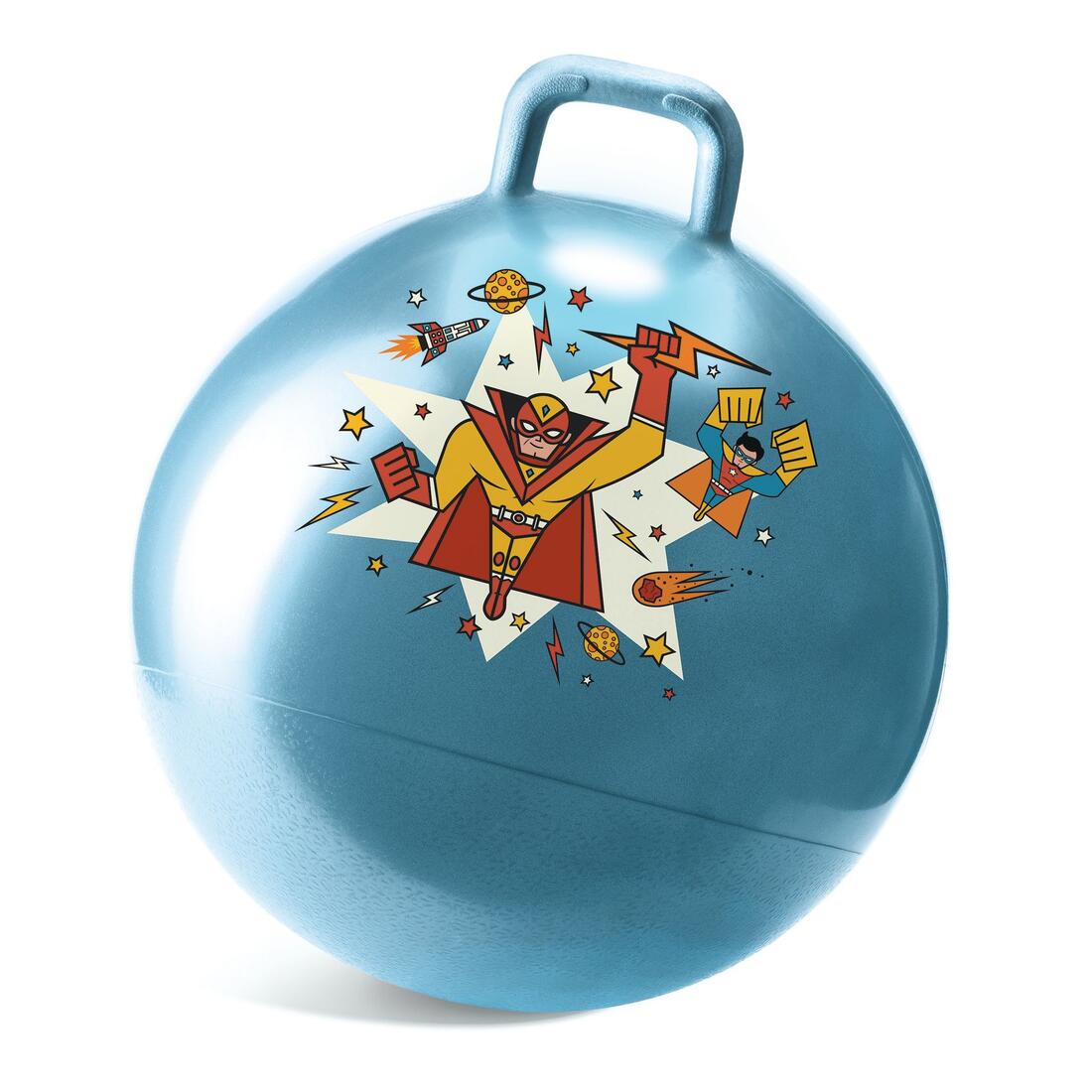 Springbal blauw met handvat Superheld 45 cm