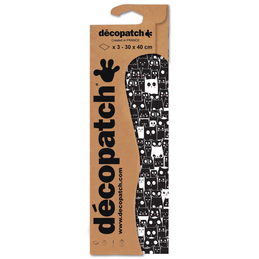 Decopatch papier 30 x 40 cm 3 vel zwart kat Decopatch papier 30 x 40 cm 3 vel zwart kat