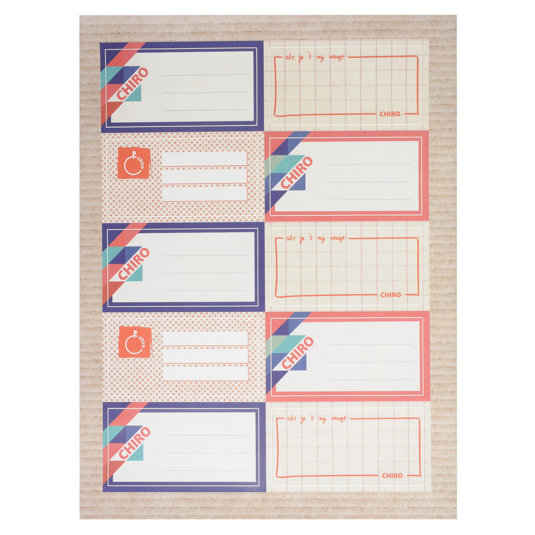 Schooletiketten Chiro 1 vel = 10 etiketten Schooletiketten Chiro 1 vel = 10 etiketten