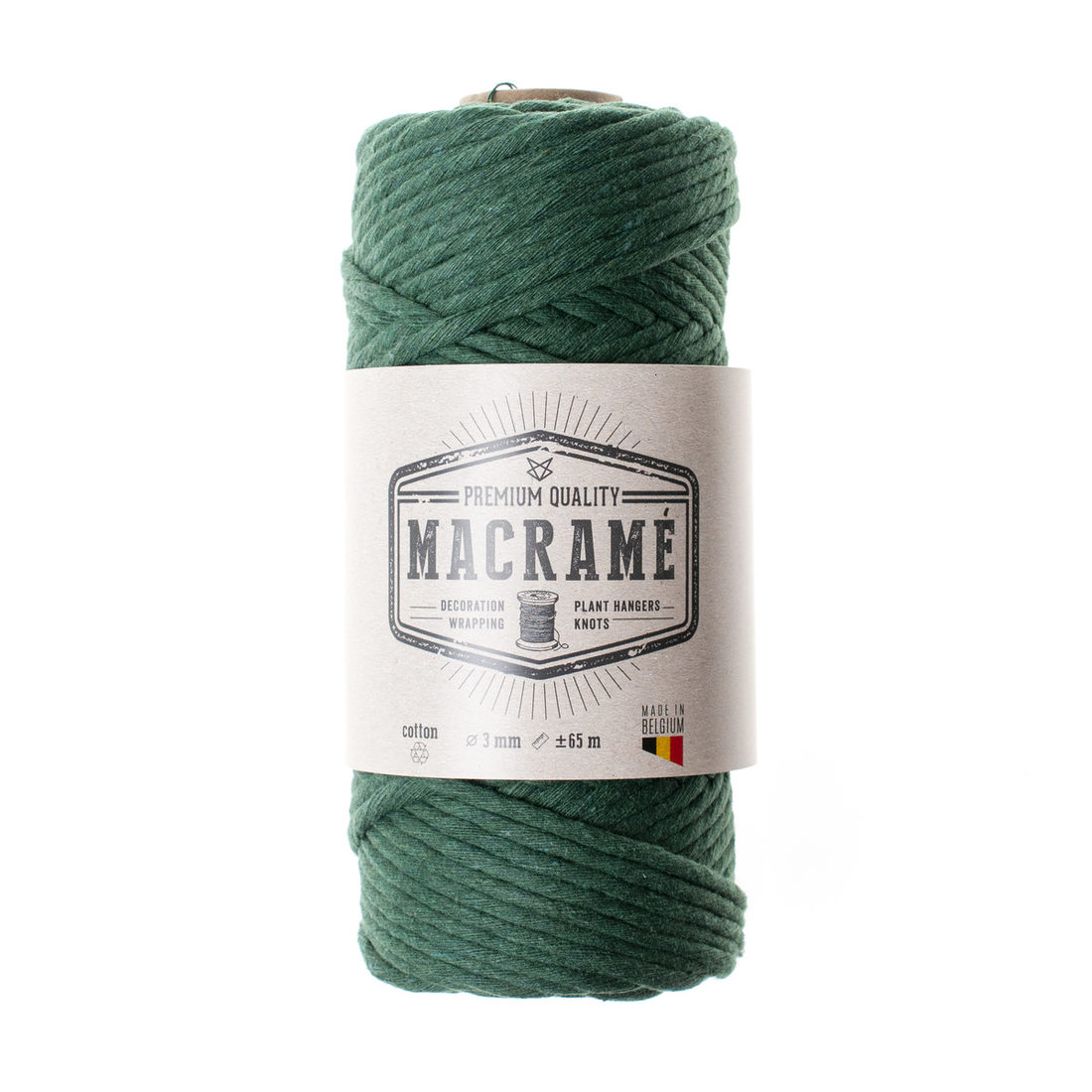 Macramé koord ongetwijnd katoen 3 mm 60 m