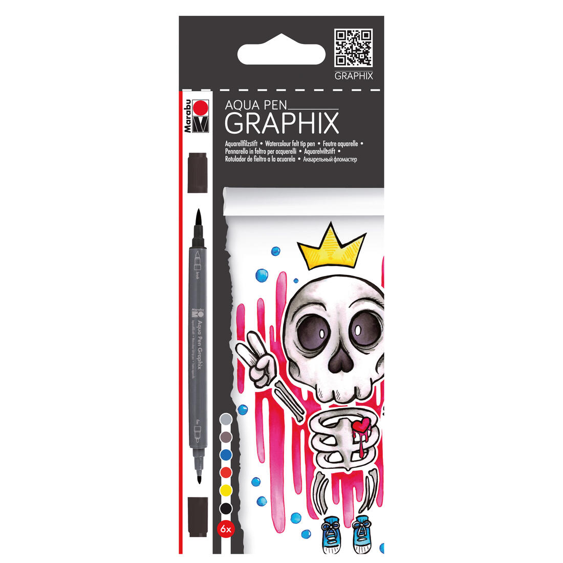 Marabu Graphix Aqua-stiften 6 st King of Bubbelgum Marabu Graphix Aqua-stiften 6 st King of Bubbelgum