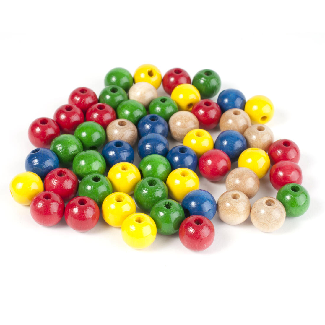 Houten parels 10 mm 52 stuks assortiment