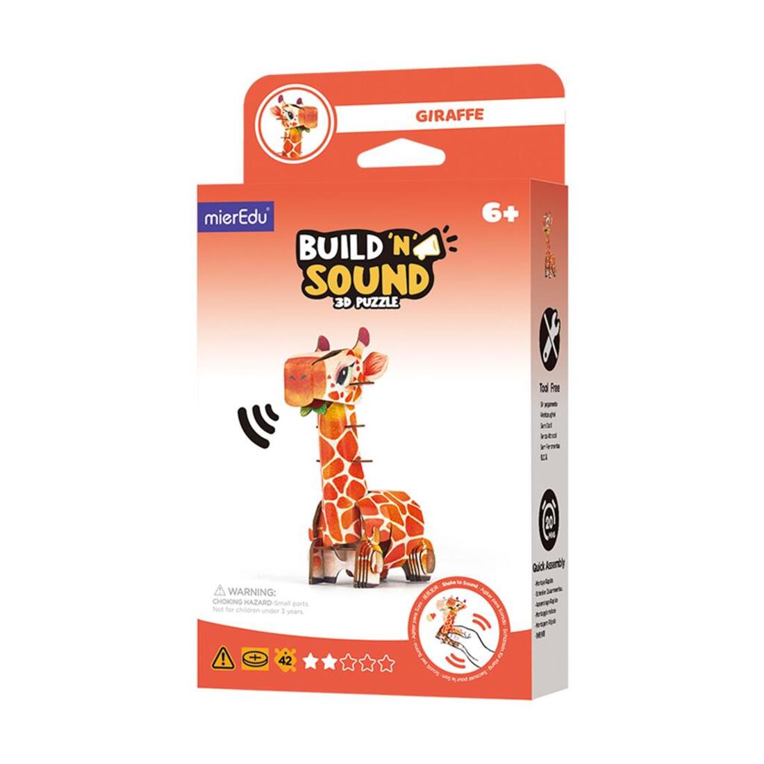 3D puzzel met geluid wild dier - giraf