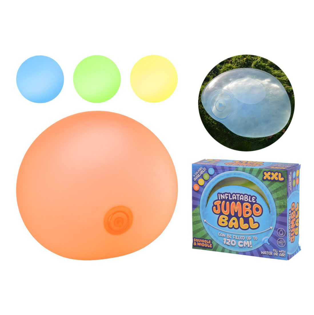 Jumbo bal XXL opvulbaar tot 120 cm in neon