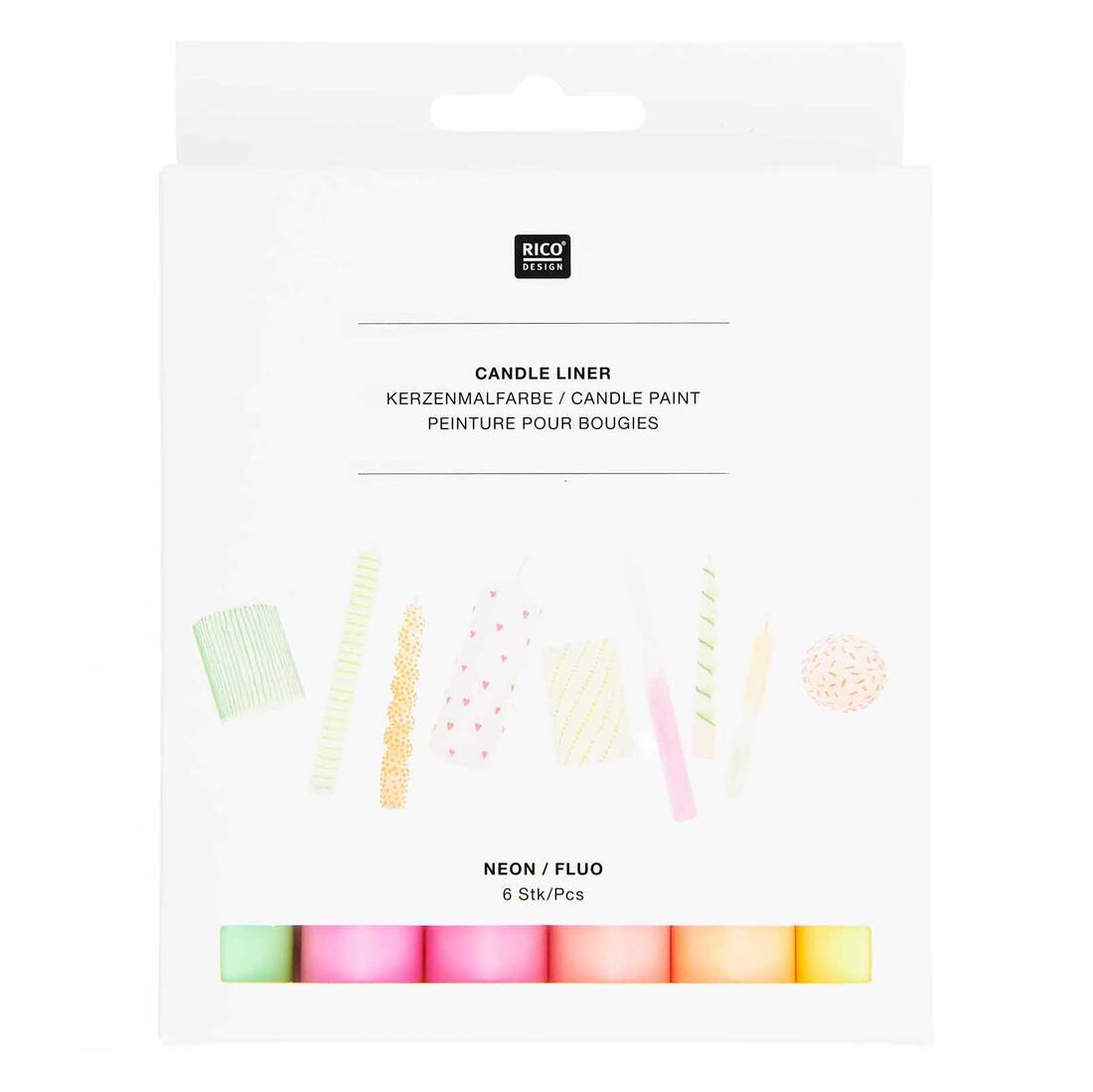 Was-liner voor kaarsen set Neon 6 stuks