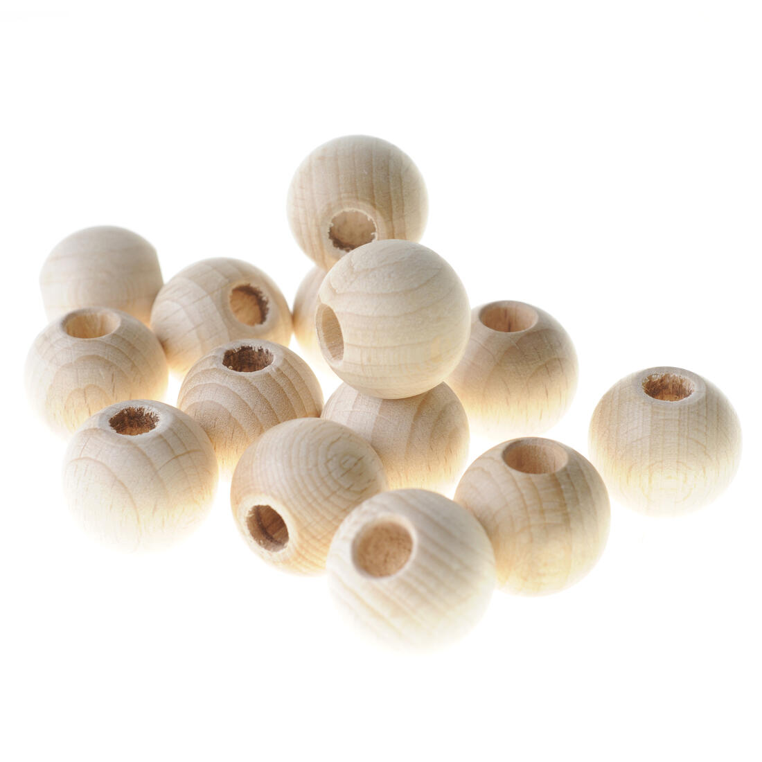Houten bol met groot gat 20 mm 25 stuks