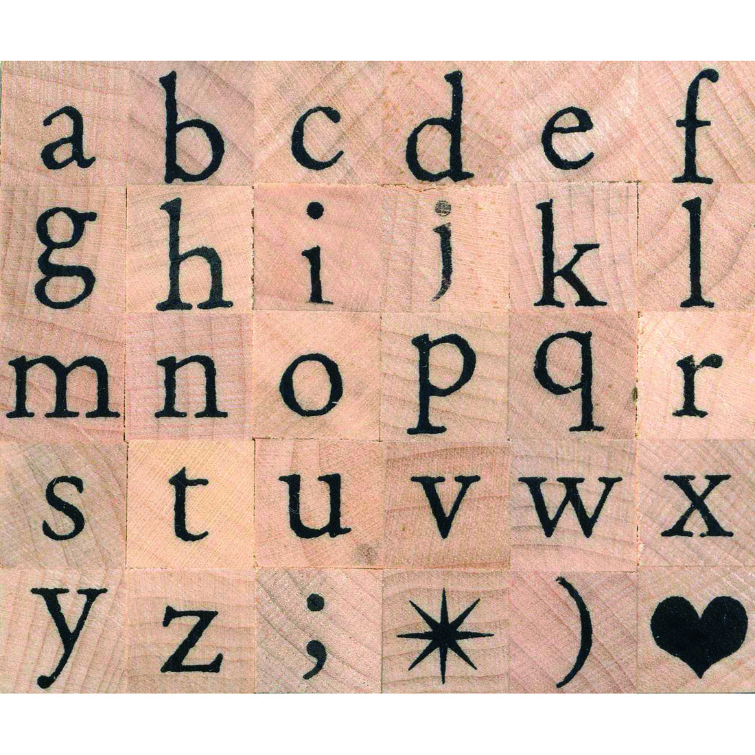 Stempelset alfabet antiek kleine letters Stempelset alfabet antiek kleine letters