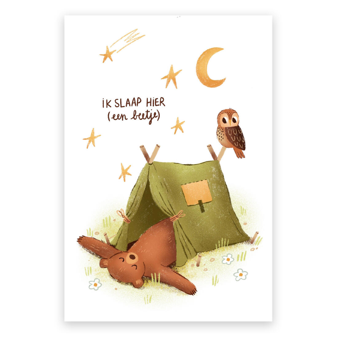 Bivak- of kampkaart Ik slaap hier (een beetje)