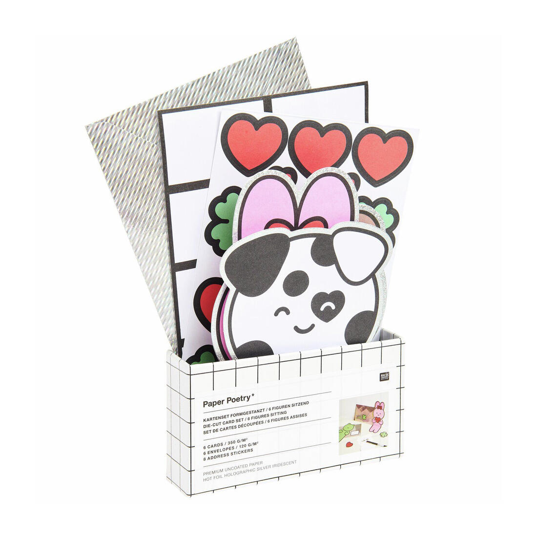 Valentijn kaartenset 8 kaarten + enveloppe