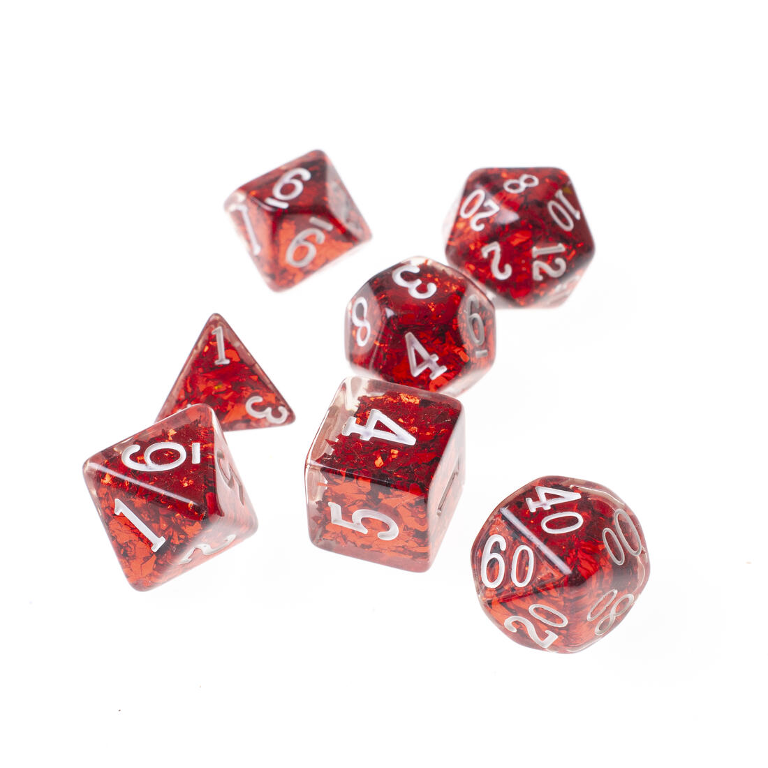 Dobbelsteenset RPG veelhoek Dense Core Deep Red 7 stuks