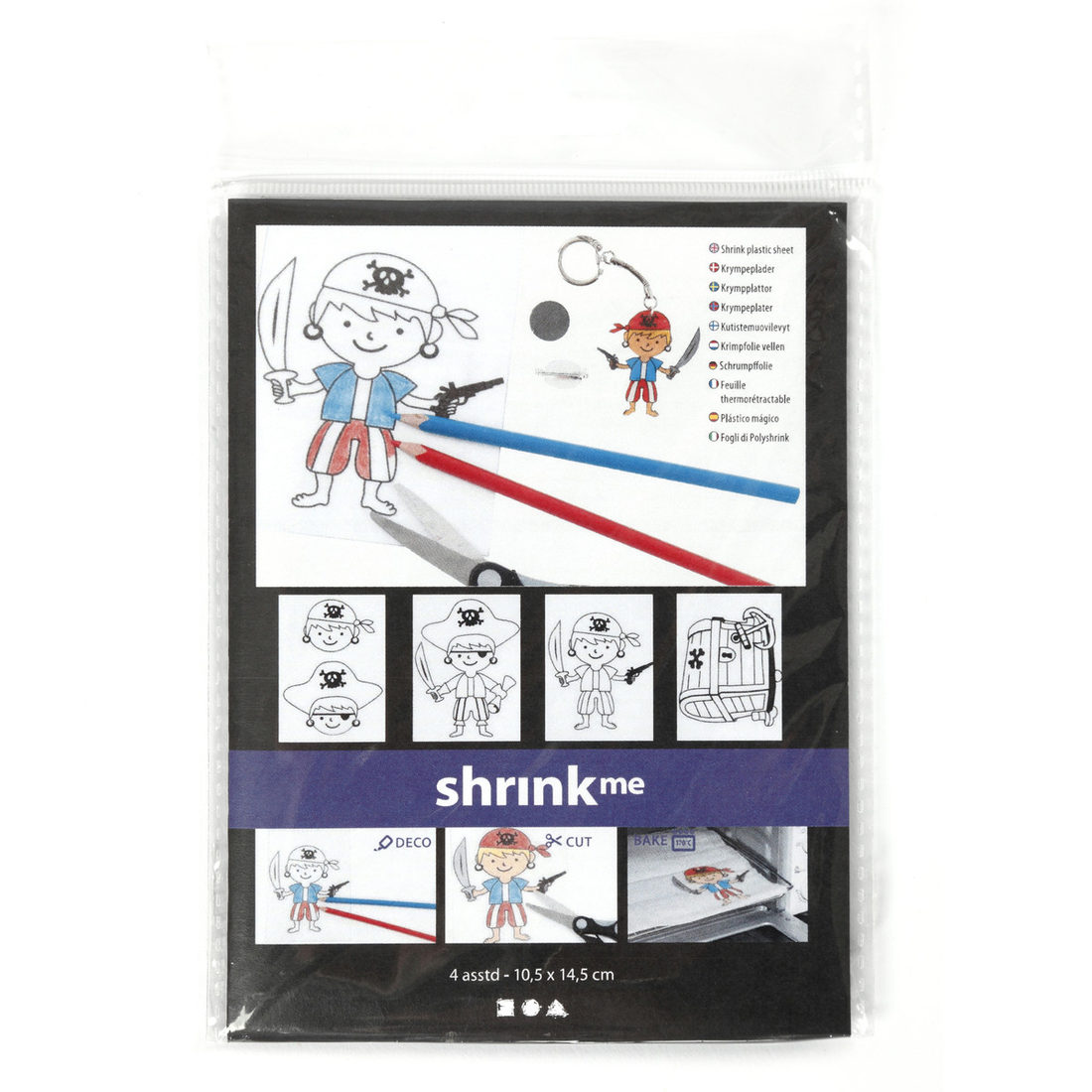 Krimpfolie 10,5 x 14,5 cm 4 stuks piraten