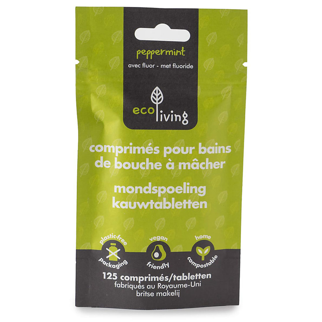 EcoLiving 125 mondwatertabletten met fluor muntsmaak