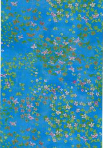 Decopatch papier 30 x 40 cm 3 vel blauw fijne bloemetjes