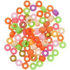Ponii Beads Kralen 9 x 6 mm 80 stuks neon mix 