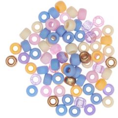 Ponii Beads Kralen 9 x 6 mm 80 stuks pastel mix 