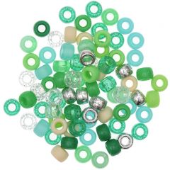 Ponii Beads Kralen 9 x 6 mm 80 stuks groen mix