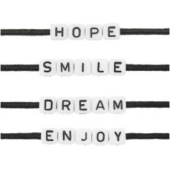 Ponii Beads Letterkralen HOPE/SMILE/DREAM 10 mm 20 stuks wit