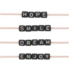 Ponii Beads Letterkralen HOPE/DREAM 10 mm 20 stuks zwart 