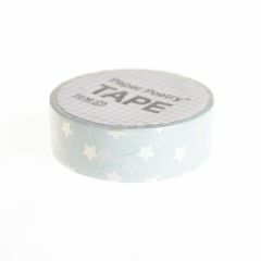Washi tape 15 mm x 10 m sterren iriserend/blauw