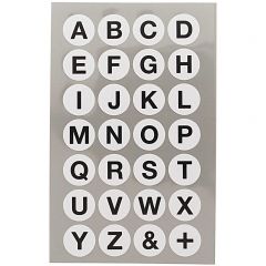 Stickers alfabet rond 18 mm wit