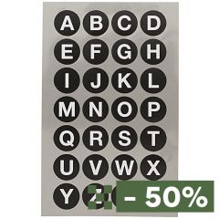Stickers alfabet rond 18 mm zwart