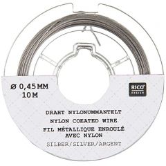 Nyloncoated staaldraad 0,45 mm 10 m zilver