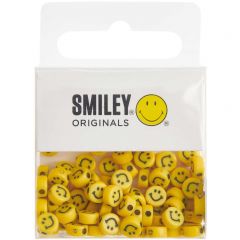 Smiley kralen plat 6 x 3 mm 100 stuks geel