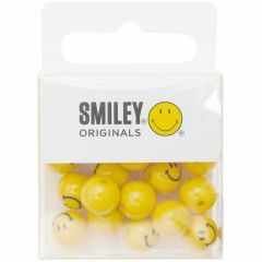 Smiley kralen rond 10 mm 21 stuks geel