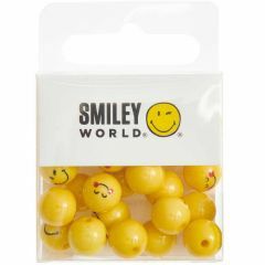 Smiley kralen rond 10 mm 21 stuks geel emoties
