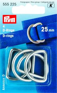 D-ringen 25 mm 4 stuks zilverkleurig
