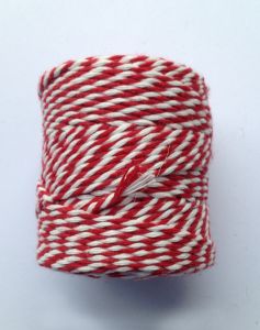 Koord fijn 3 draads 55 m rood/wit