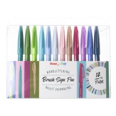 Pentel Brush Sign Pen set 12 stuks pastel