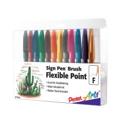 Pentel Brush Sign Pen set 12 stuks basic