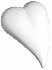 Polystyreen hart druppelvormig 20 x 7 cm