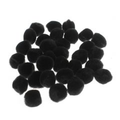 Pompon 15 mm 60 stuks zwart