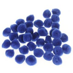 Pompon 15 mm 60 stuks blauw