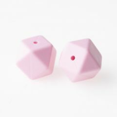 Siliconen kralen geometrisch 17 mm 2 stuks roze