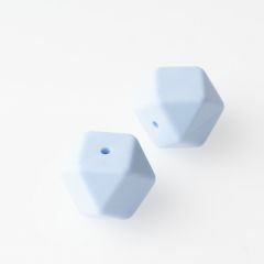 Siliconen kralen geometrisch 17 mm 2 stuks lichtblauw