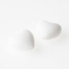 Siliconen kralen hart 29 x 19 x 12 mm 2 stuks wit