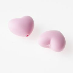 Siliconen kralen hart 29 x 19 x 12 mm 2 stuks roze