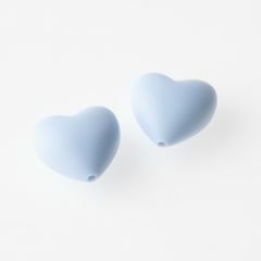 Siliconen kralen hart 29 x 19 x 12 mm 2 stuks lichtblauw