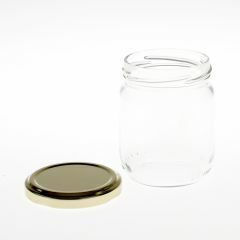 Glazen potje klein met deksel 22 cl D 6,5 cm H 8 cm