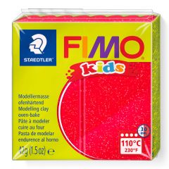 Fimo Kids boetseerklei 42 g glitter rood