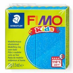 Fimo Kids boetseerklei 42 g glitter blauw